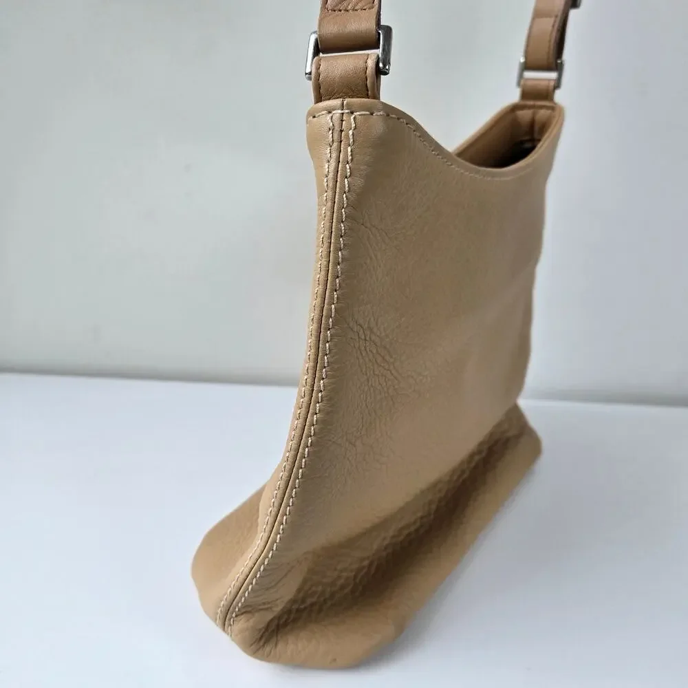 Coach Vintage Hudson Pebbled Leather Crossbody Purse Beige Neutral Bag Bullseye